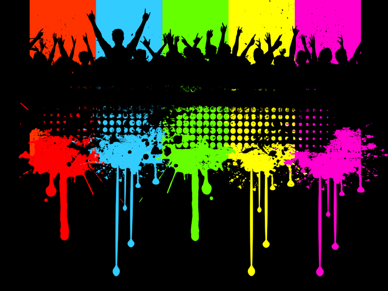 Silhouette of a crowd on a grunge background